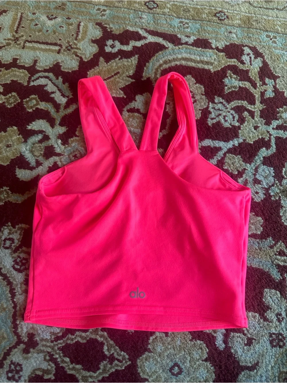ALO Yoga Neon Pink V-Neck Sports Bra
